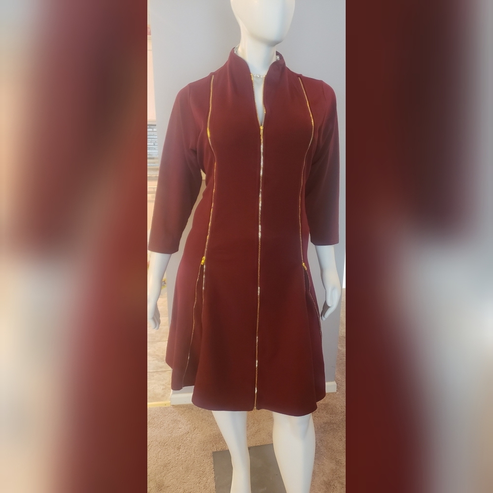 Maroon Zipper Dress
